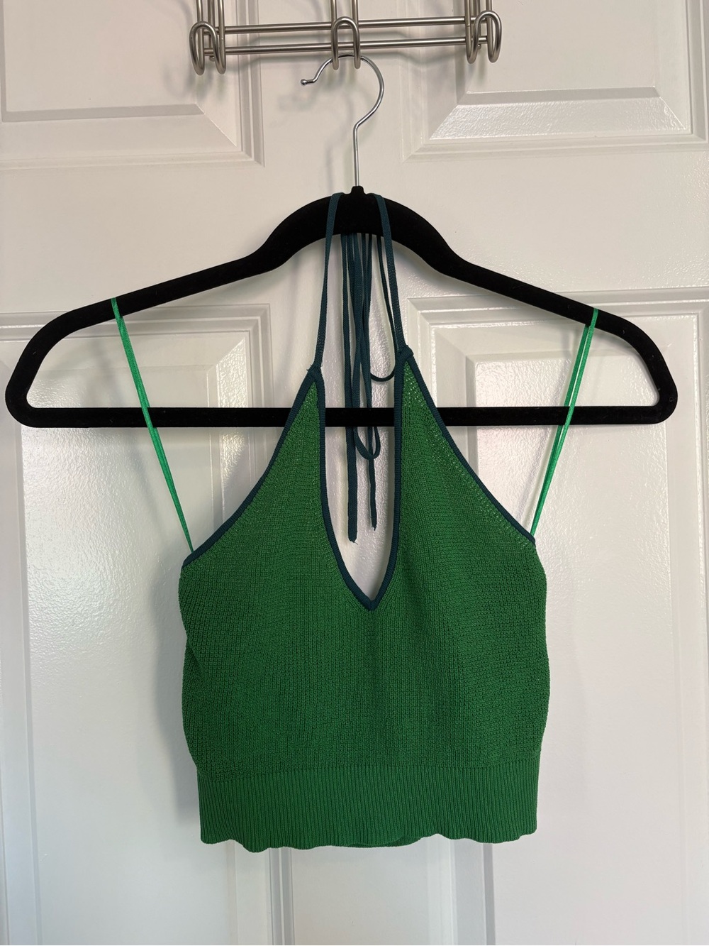 Free People Green Knit Halter Crop Top
